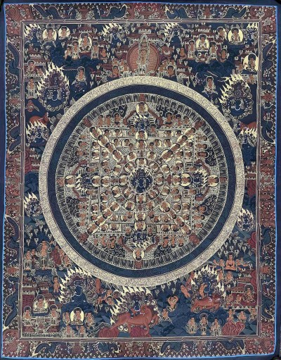 Buddhist Handmade Thangka Painting Of Mandala, [real Gold, Hand Painted]