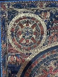 Buddhist Handmade Thangka Painting Of Wheel Of Life, [real Gold, Hand Painted]