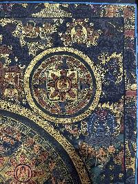 Buddhist Handmade Thangka Painting Of Pancha Buddha, [real Gold, Hand Painted]