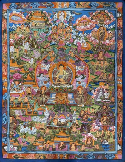 Buddhist Handmade Thangka Painting Of Buddha Life Story, [real Gold, Hand Painted]