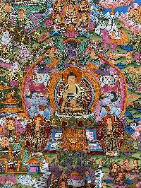 Buddhist Handmade Thangka Painting Of Buddha Life Story, [real Gold, Hand Painted]