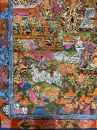 Buddhist Handmade Thangka Painting Of Buddha Life Story, [real Gold, Hand Painted]