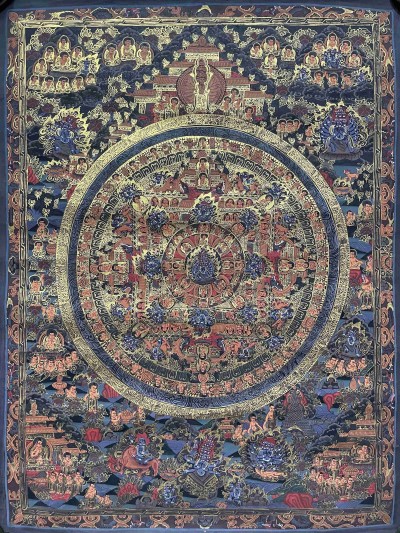 Buddhist Handmade Thangka Painting Of Mandala, [real Gold, Hand Painted]
