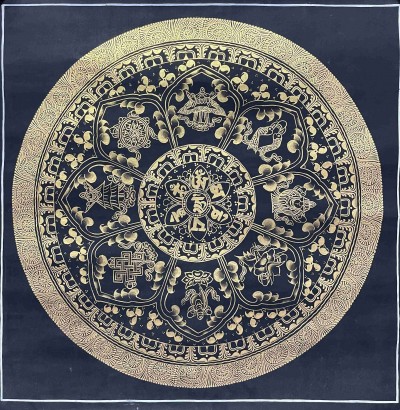 Buddhist Handmade Thangka Painting Of Mantra Mandala, [real Gold], [hand Painted]