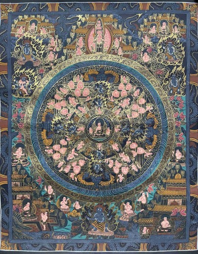 Buddhist Handmade Thangka Painting Of Mandala, [real Gold], [hand Painted]