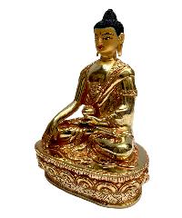 Buddhist Statue Of [shakyamuni Buddha], Full Fire Gold Plated, With Painted Face