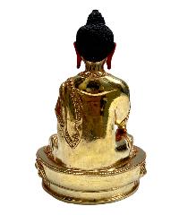 Buddhist Statue Of [shakyamuni Buddha], Full Fire Gold Plated, With Painted Face