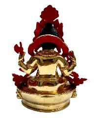 Buddhist Statue Of [ganesh], Full Fire Gold Plated, With [painted Face]