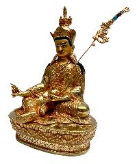 Buddhist Statue Of [padmasambhava], Full Fire Gold Plated, With [painted Face]