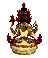 Buddhist Statue Of [chenrezig], Full Fire Gold Plated, With Painted Face