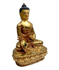 Buddhist Statue Of [medicine Buddha], Full Fire Gold Plated, With Painted Face