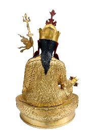 Buddhist Handmade Statue Of Padmasambhava, [full Gold Plated, Face Painted]