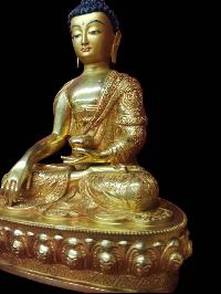 Buddhist Handmade Statue Of Shakyamuni Buddha, [full Gold Plated, Face Painted]