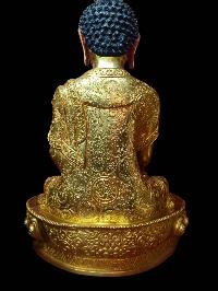 Buddhist Handmade Statue Of Shakyamuni Buddha, [full Gold Plated, Face Painted]