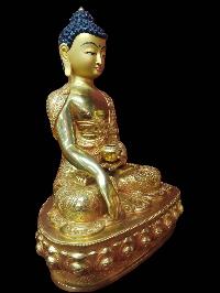 Buddhist Handmade Statue Of Shakyamuni Buddha, [full Gold Plated, Face Painted]