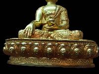 Buddhist Handmade Statue Of Shakyamuni Buddha, [full Gold Plated, Face Painted]