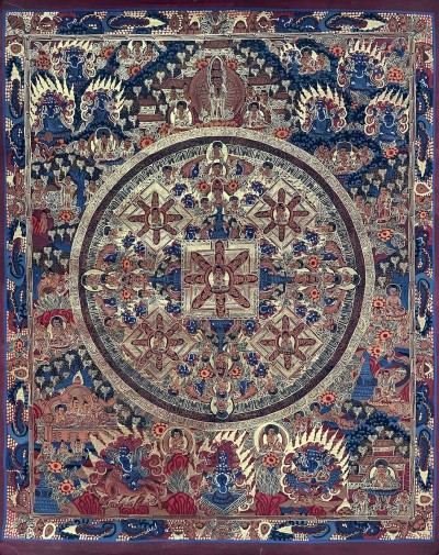Buddhist Handmade Thangka Painting Of Buddha Mandala, [hand Painted]