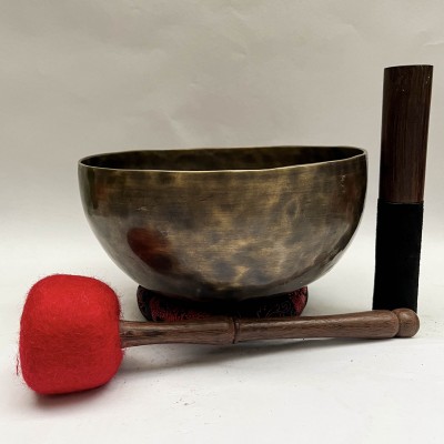 Buddhist Hand Beaten [moon Bowl] Singing Bowl, [select Accessories]