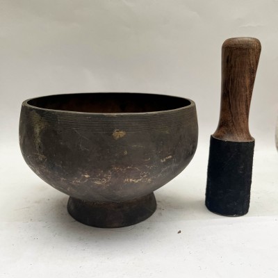 Buddhist Hand Beaten [naga] Singing Bowl With Stand, [old], [select Accessories]