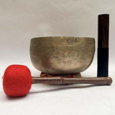 Buddhist Hand Beaten [kopre] Singing Bowl, With Antique, [old], [select Accessories]