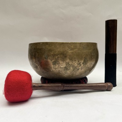 Buddhist Hand Beaten [kopre] Singing Bowl, With Antique, [old], [select Accessories]