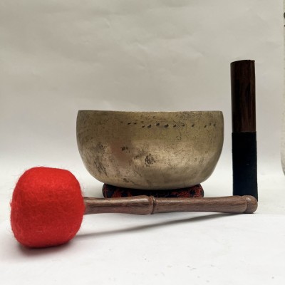 Buddhist Hand Beaten [kopre] Singing Bowl, With Antique, [old], [select Accessories]