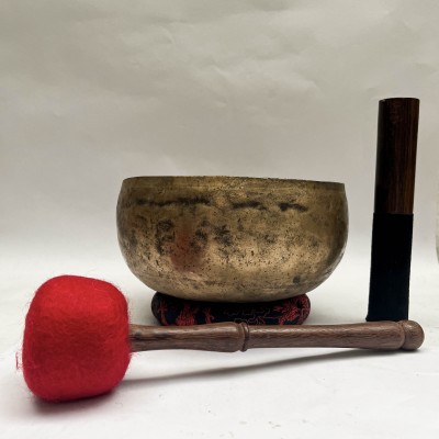 Buddhist Hand Beaten [kopre] Singing Bowl, With Antique, [old], [select Accessories]