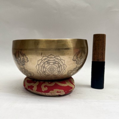 Buddhist Hand Beaten [jambati] Singing Bowl, With [super Fine] Etching Carving