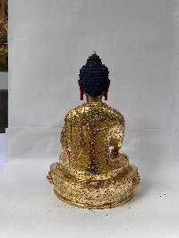 Buddhist Handmade Statue Of Shakyamuni Buddha, [full Gold Plated, Face Painted]