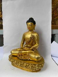 Buddhist Handmade Statue Of Amitabha Buddha, [full Gold Plated, Face Painted]
