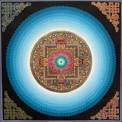 [hq], Buddhist Handmade Thangka Painting Of Mandala, [real Gold, Hand Painted]