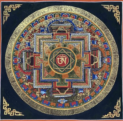 Buddhist Hand Painted Thangka Of Yantra Mandala, [hand Painted], [student Mandala]