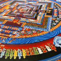 Buddhist Hand Painted Thangka Of Kalachakra Mandala, [real Gold, Hand Painted]