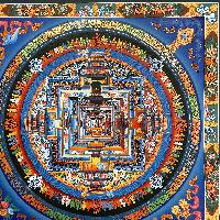 Buddhist Hand Painted Thangka Of Kalachakra Mandala, [real Gold, Hand Painted]