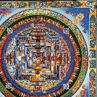 Buddhist Hand Painted Thangka Of Kalachakra Mandala, [real Gold], [hand Painted]