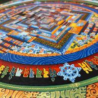 Buddhist Hand Painted Thangka Of Kalachakra Mandala, [real Gold], [hand Painted]