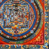 Buddhist Hand Painted Thangka Of Kalachakra Mandala, [real Gold, Hand Painted]