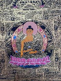 Buddhist Hand Painting Of Shakyamuni Buddha Mandala Mandala, [hand Painted]