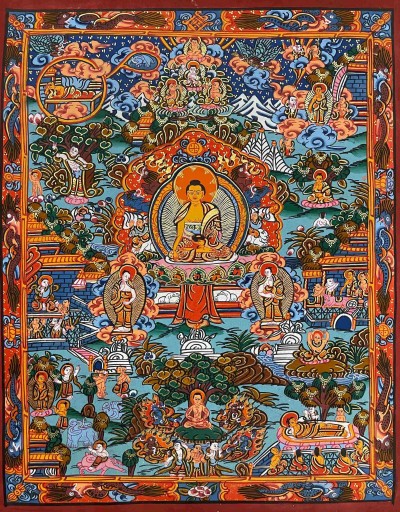 Buddhist Hand Painting Thangka Of Buddha Life Story, [hand Painted]