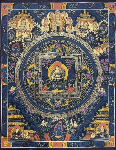 Buddhist Hand Painting Thangka Of Shakyamuni Buddha Mandala, [hand Painted]