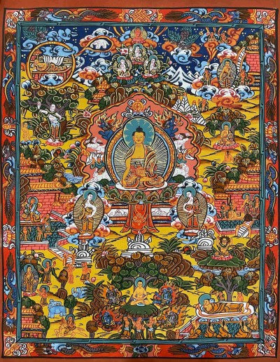 Buddhist Hand Painting Thangka Of Buddha Life Story, [hand Painted]