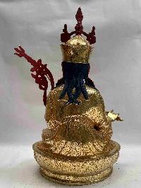 Buddhist Handmade Statue Of Padmasambhava, [full Fire Gold Plated, Face Painted]