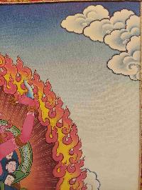 Buddhist Hand Painting Thangka Of Kalachakra, With Brocade, [hand Painted]