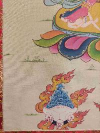 Buddhist Hand Painting Thangka Of Kalachakra, With Brocade, [hand Painted]