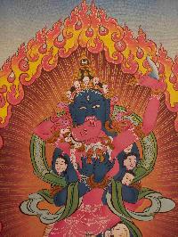 Buddhist Hand Painting Thangka Of Kalachakra, With Brocade, [hand Painted]