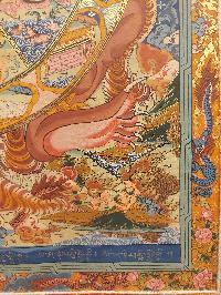 Buddhist Hand Painting Thangka Of Wheel Of Life, With Brocade, [hand Painted]