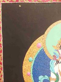 Buddhist Hand Painting Thangka Of White Tara, With Brocade, [hand Painted]