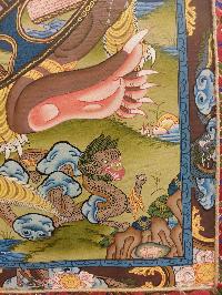 Buddhist Hand Painting Thangka Of Wheel Of Life, With Brocade, [hand Painted]