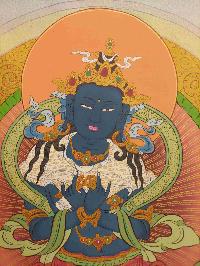 Buddhist Hand Painting Thangka Of Vajradhara, With Brocade, [hand Painted]