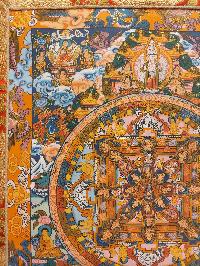 Buddhist Hand Painting Thangka Of Mandala, With Brocade, [hand Painted]
